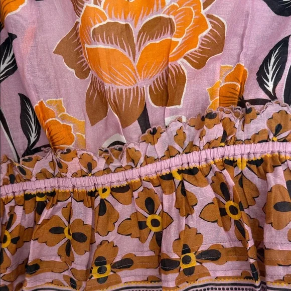 Farm Rio Floral Ruffle Blouse - Pink and Orange - Picture 6 of 7